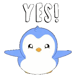A Blue And White Penguin With The Words Yes Written Above It Sticker