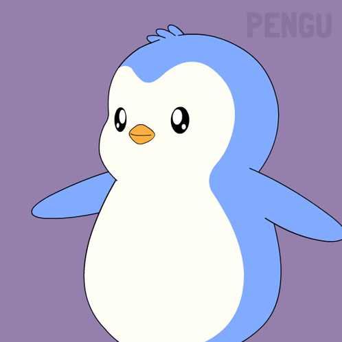 A Blue And White Penguin With The Words You 'Re Back GIF