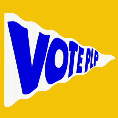 A Blue And White Pennant That Says Vote Pnp On A Yellow Background GIF