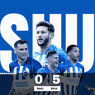 A Blue And White Poster With Soccer Players And The Word Shu On Top GIF
