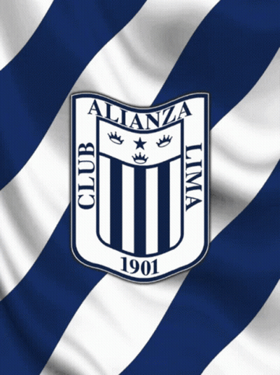 A Blue And White Striped Background With A Logo For Club Alianza Lima GIF