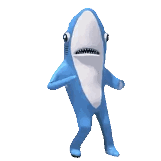 A Blue And White Stuffed Shark With A White Background Sticker