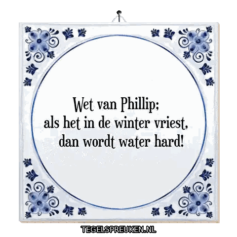A Blue And White Tile That Says Wet Van Phillip Sticker