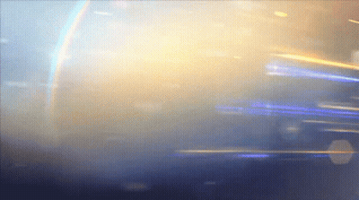 A Blue And Yellow Background With A Rainbow In The Background GIF
