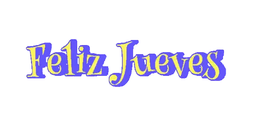 A Blue And Yellow Feliz Jueves Sign On A White Background Sticker