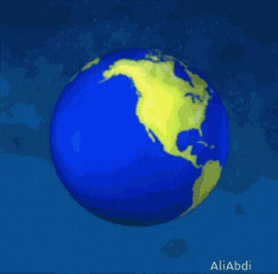 A Blue And Yellow Globe With The Name Aliabdi On It GIF