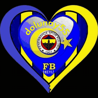 a blue and yellow heart shaped logo for fenerbahce sport club