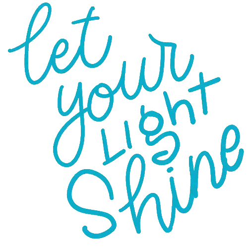 A Blue And Yellow Lettering That Says Let Your Light Shine Sticker
