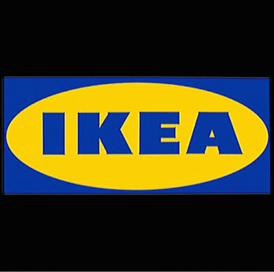 A Blue And Yellow Logo For Ikea With A Black Background GIF