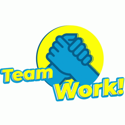 A Blue And Yellow Logo For Team Work GIF