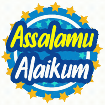 A Blue And Yellow Logo That Says Assalamu Alaikum On It GIF