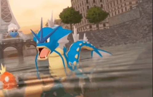 A Blue And Yellow Pokemon Swimming In The Water GIF