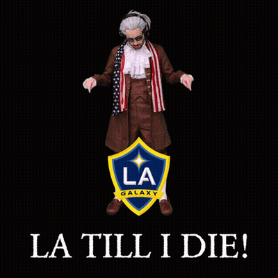 A Blue And Yellow Shield With The La Galaxy Logo On It GIF