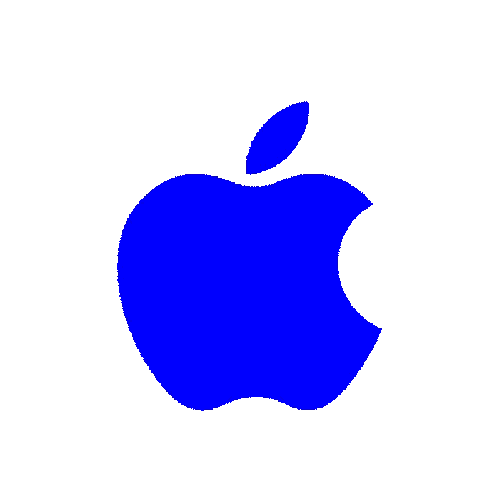 A Blue Apple With A Leaf On It Is On A White Background GIF