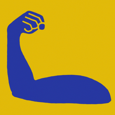 A Blue Arm With The Words It Takes Strength To Be On It GIF
