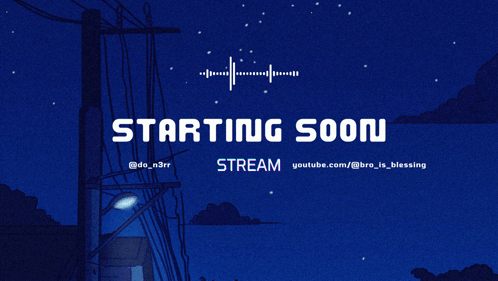 A Blue Background That Says Starting Soon Stream On It GIF