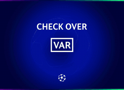 A Blue Background With A Check Over Var Sign GIF