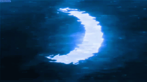 A Blue Background With A Crescent Moon In The Middle And A Watermark That Says Semenkel GIF