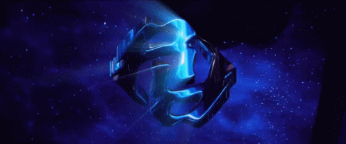 A Blue Background With A Glowing Symbol That Looks Like A Lightning Bolt GIF