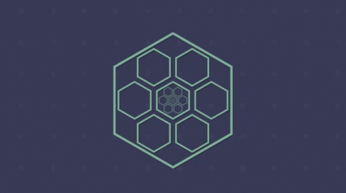 A Blue Background With A Green Geometric Shape In The Middle GIF