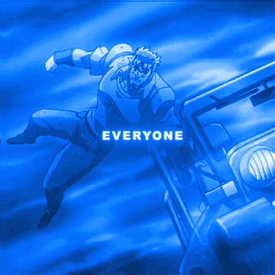 A Blue Background With A Person And The Word Everyone On It GIF