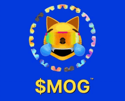 A Blue Background With A Smiley Face And The Word Smog GIF