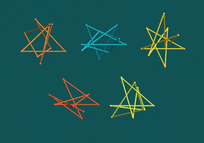 A Blue Background With Four Different Colored Stars GIF