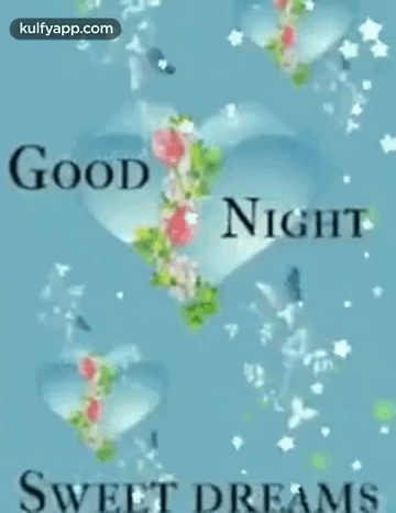 A Blue Background With Hearts And The Words Good Night Sweet Dreams On It GIF