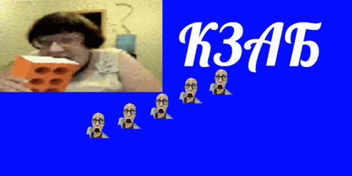 A Blue Background With Kzab Written In White GIF