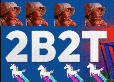 A Blue Background With The Letters 2B2t On It GIF