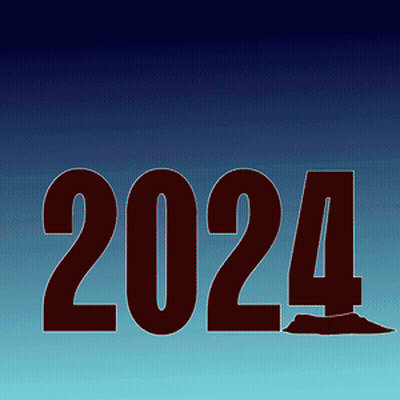 A Blue Background With The Number 2024 In Red Letters GIF