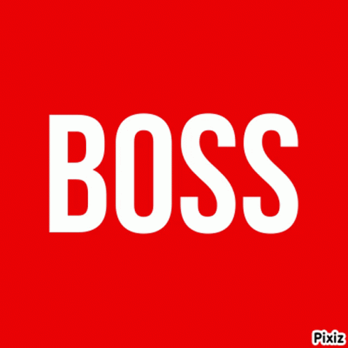A Blue Background With The Word Boss Written In White GIF