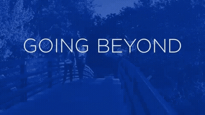 A Blue Background With The Words Going Beyond The Major On It GIF