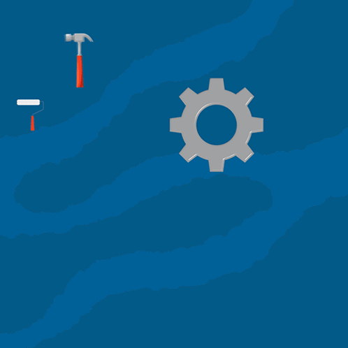 A Blue Background With The Words Happy Labor Day And A Gear GIF