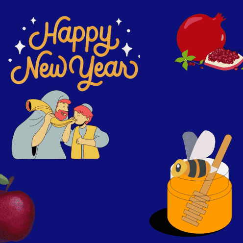 A Blue Background With The Words Happy New Year Written In Yellow GIF