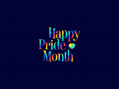 A Blue Background With The Words Happy Pride Month Surrounded By Fireworks GIF