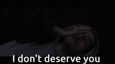 A Blue Background With The Words " I Don T Deserve You " GIF