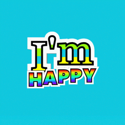 A Blue Background With The Words I 'M Happy GIF