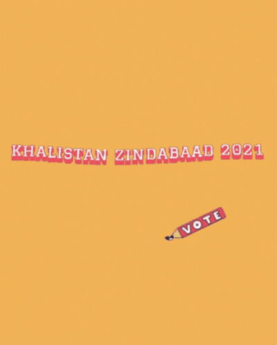 A Blue Background With The Words Khalistan Zindabad 2021 And A Pencil GIF
