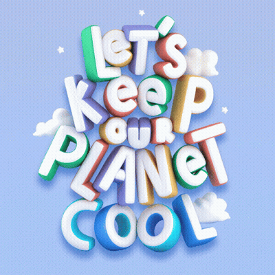 A Blue Background With The Words Let 'S Keep Our Planet Cool On It GIF