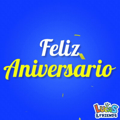 A Blue Background With The Words Lucas & Friends On The Bottom GIF