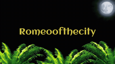 A Blue Background With The Words Romeo Of The City In Yellow GIF