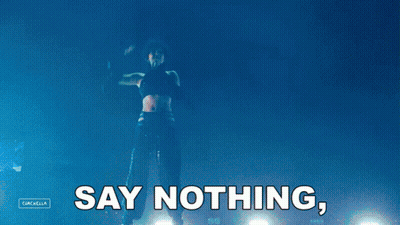 A Blue Background With The Words Say Nothing In White GIF