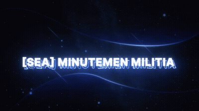 A Blue Background With The Words Sea Minutemen Militia GIF