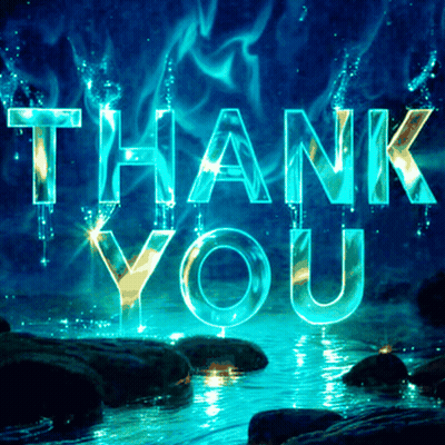 A Blue Background With The Words Thank You Written On It GIF