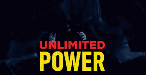 A Blue Background With The Words " Unlimited Power " In Red GIF
