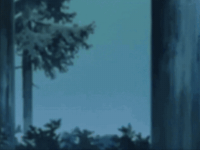 A Blue Background With Trees And The Words " Get Over It " GIF
