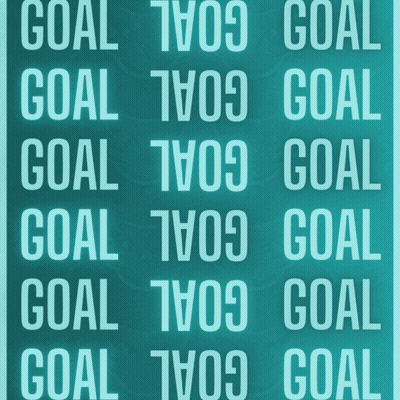 A Blue Background With White Letters That Say Goal GIF