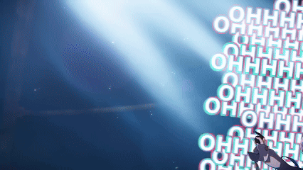 A Blue Background With White Letters That Say Oh On It GIF