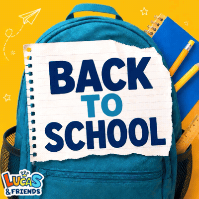 a blue backpack with the words back to school written on it